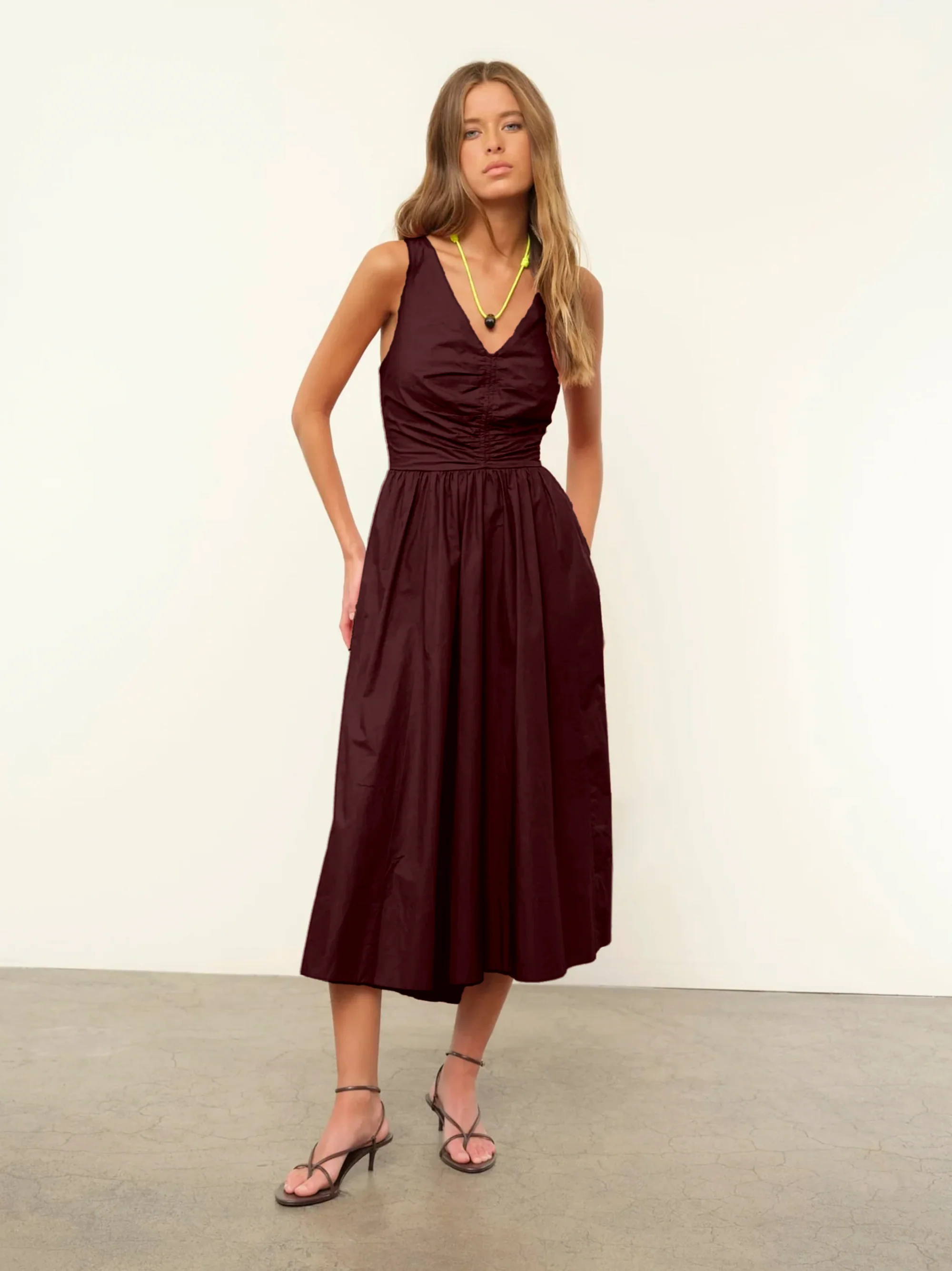 Xirena | Patrice Strapless Midi Dress - Poplin Adobe-Brown - Image 2