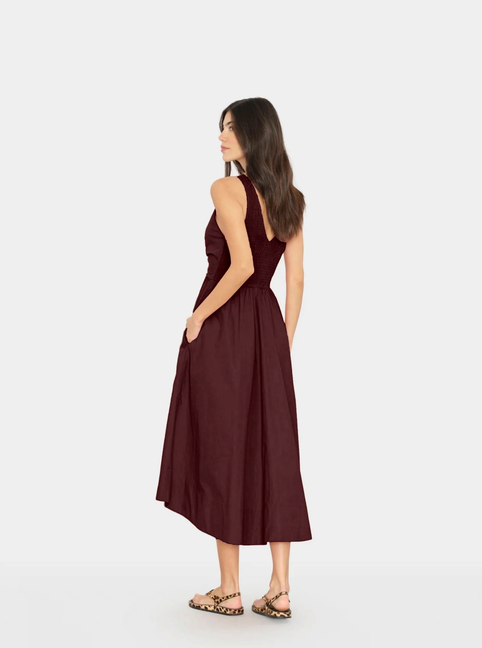Xirena | Patrice Strapless Midi Dress - Poplin Adobe-Brown - Image 3