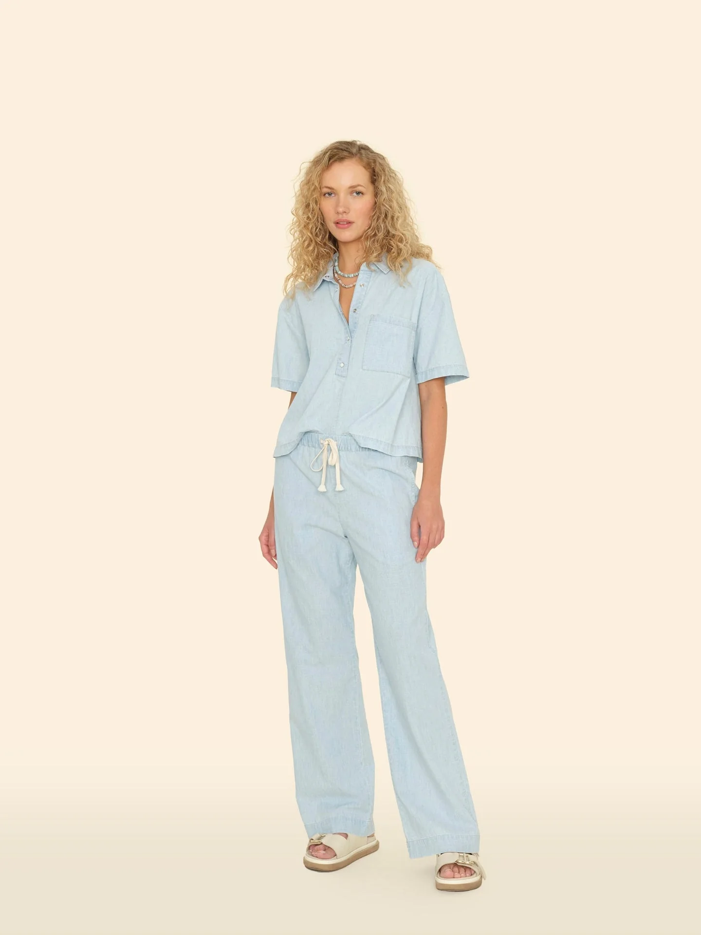 Xirena | Dash Pant - Lightweight Cotton Chambray Straight Leg Air-Blue - Image 5