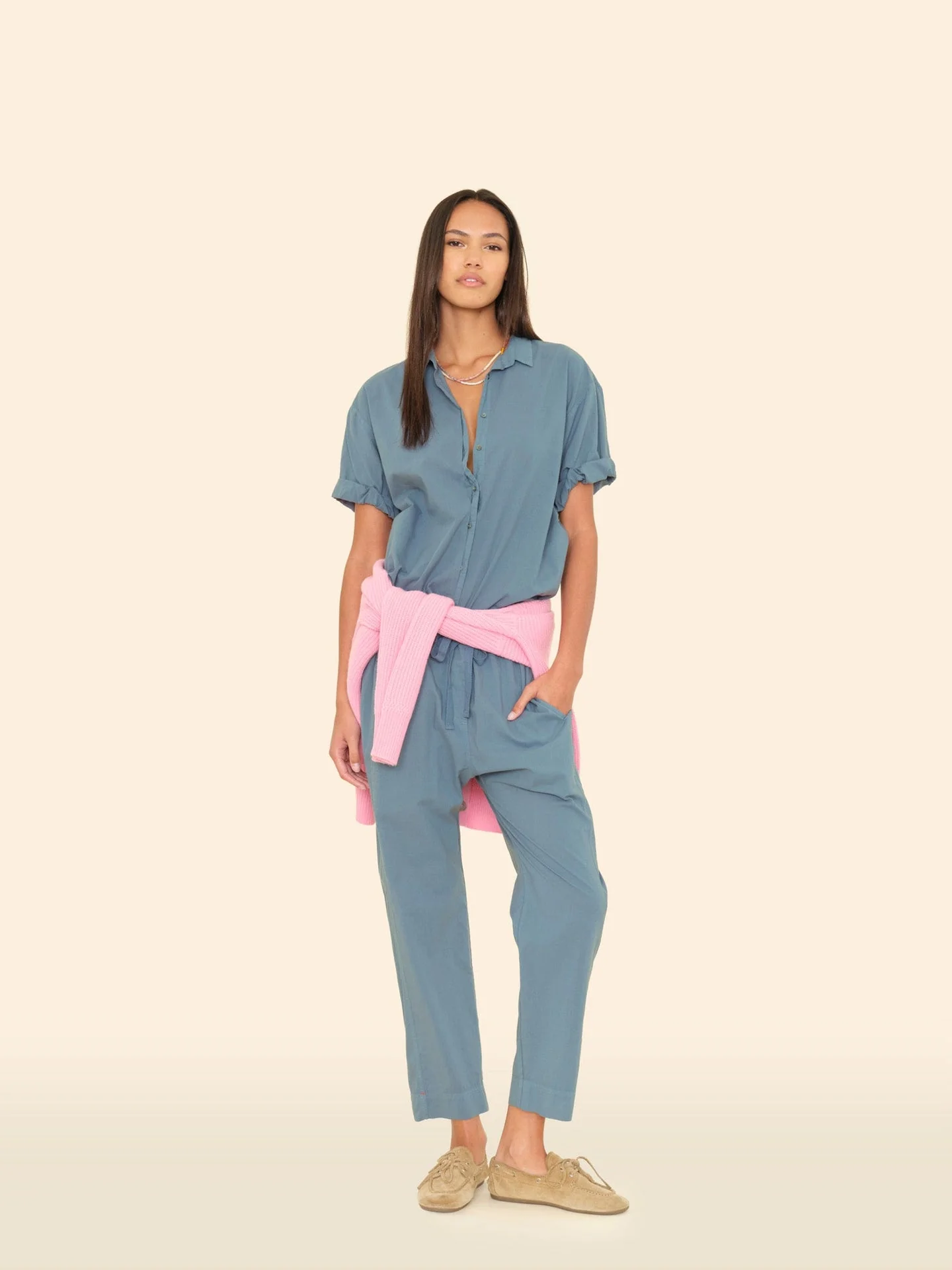 Xirena | Draper Pant in Cotton Poplin Steely-Blue