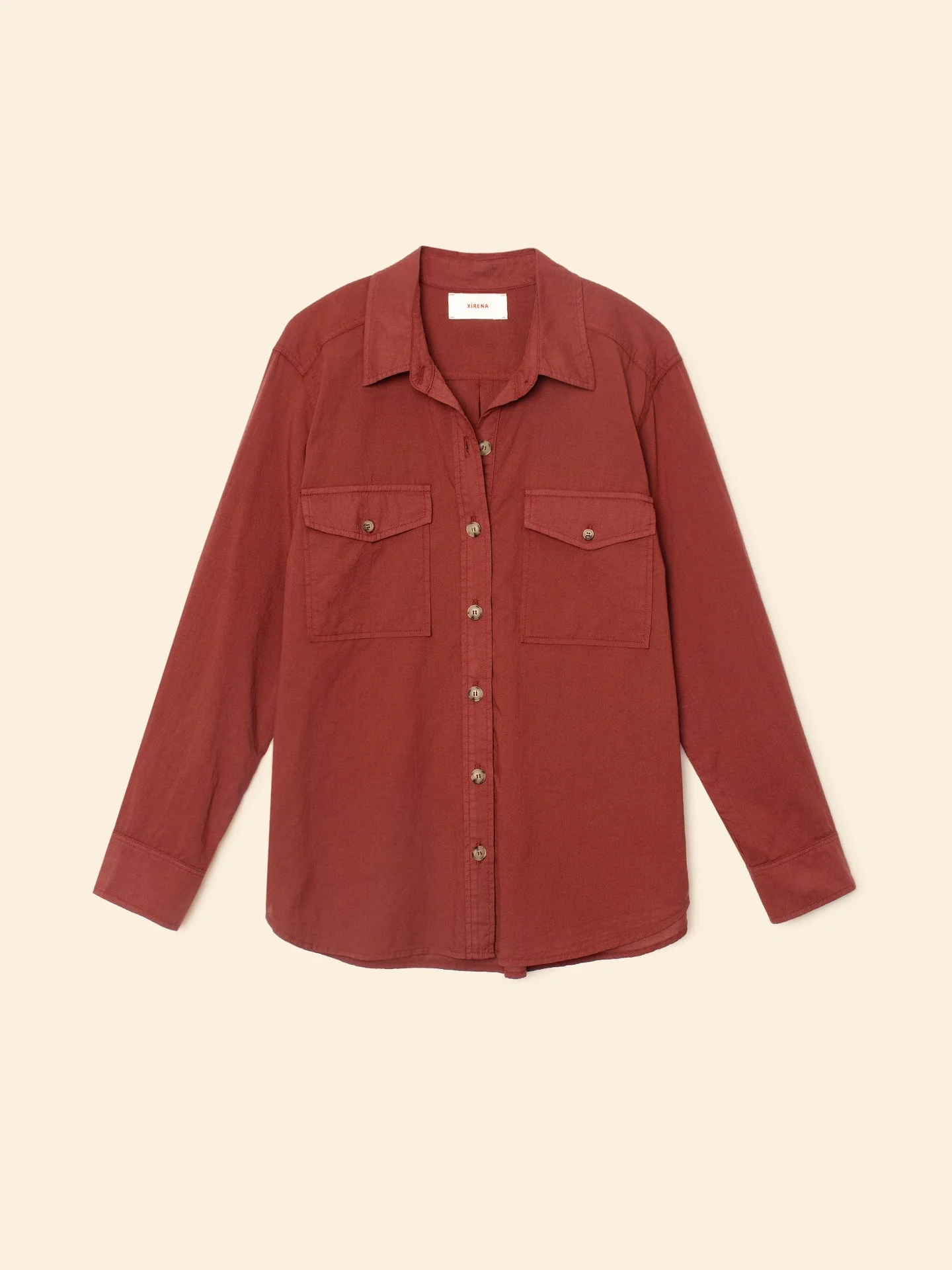 Xirena | Caroline Shirt in Cotton Poplin Russet-Brown - Image 5